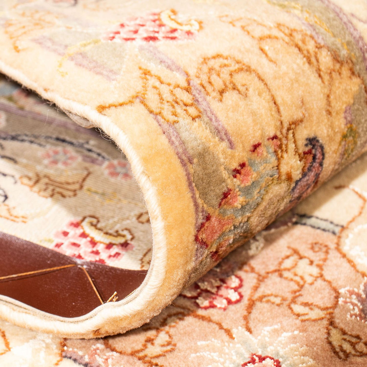 Tapis de couloir Tapis persan - Tabriz - Royal - 314 x 80 cm - marron clair