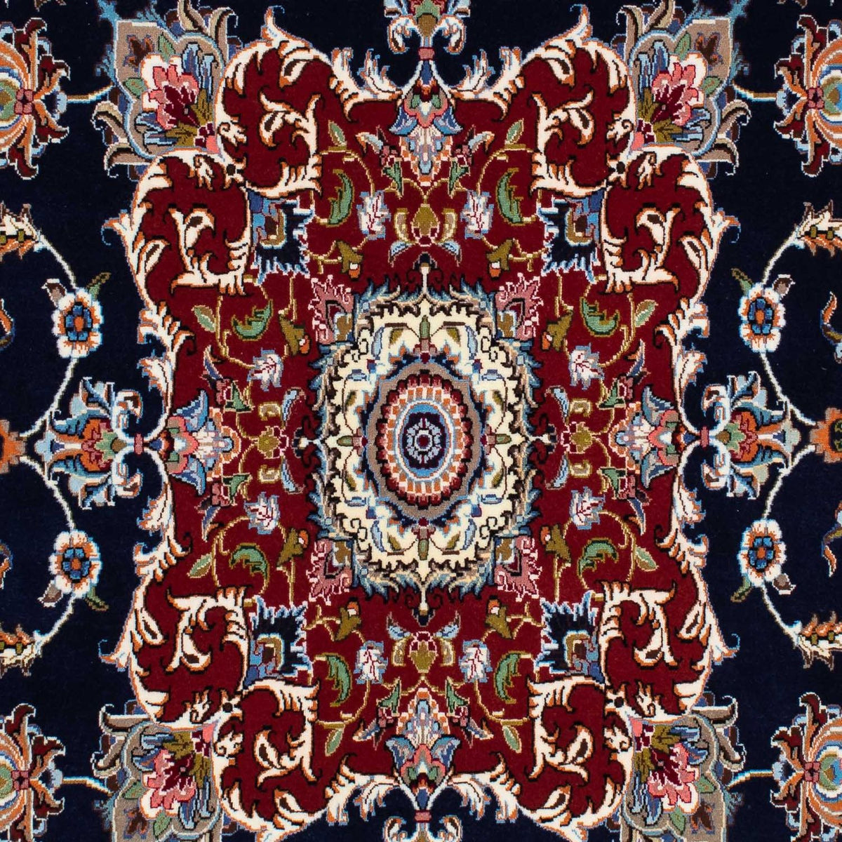 Tapis persan - Ghom - 198 x 142 cm - bleu foncé