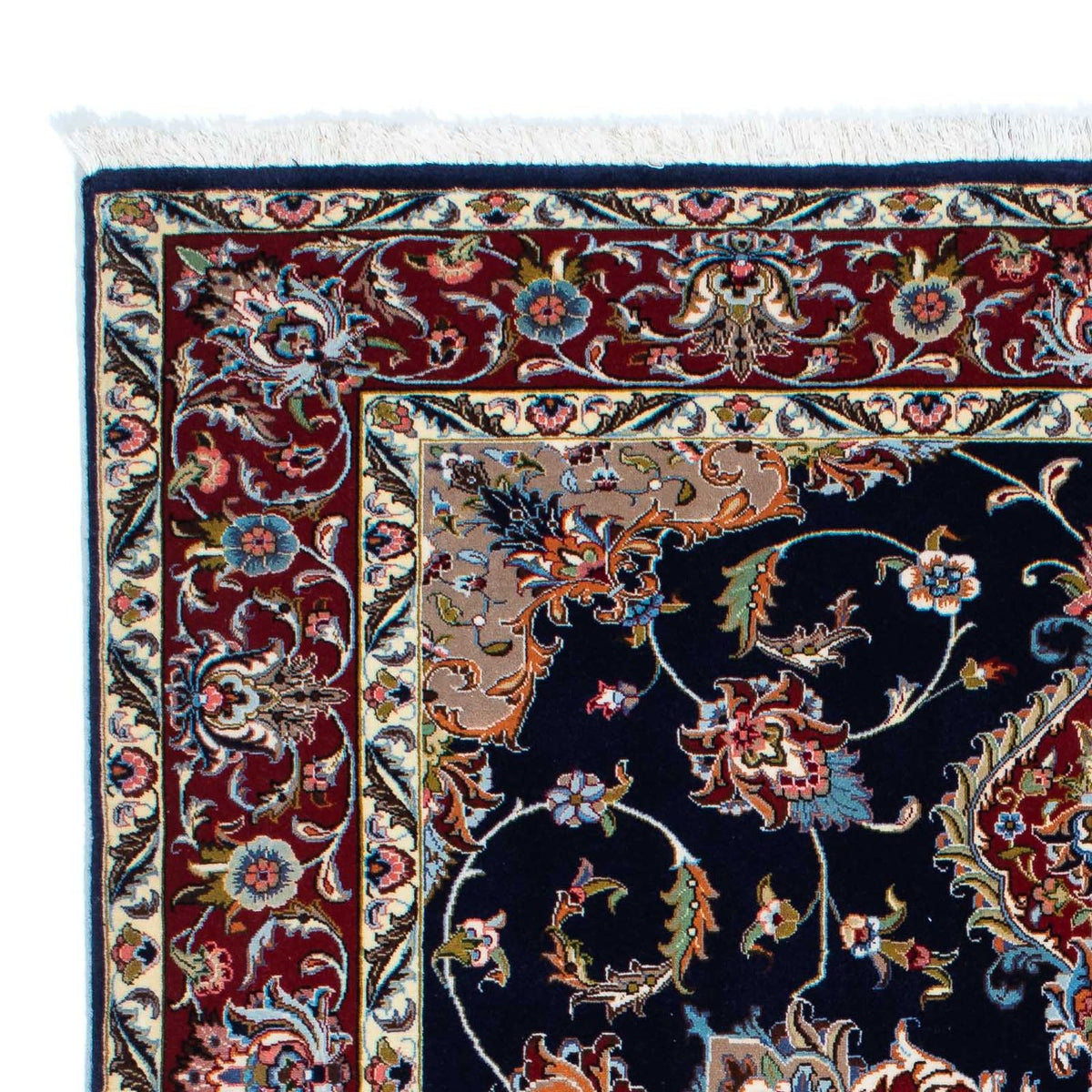 Tapis persan - Ghom - 198 x 142 cm - bleu foncé