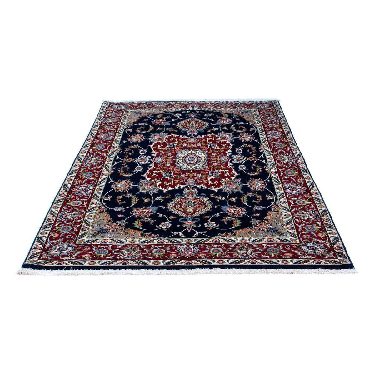 Tapis persan - Ghom - 198 x 142 cm - bleu foncé