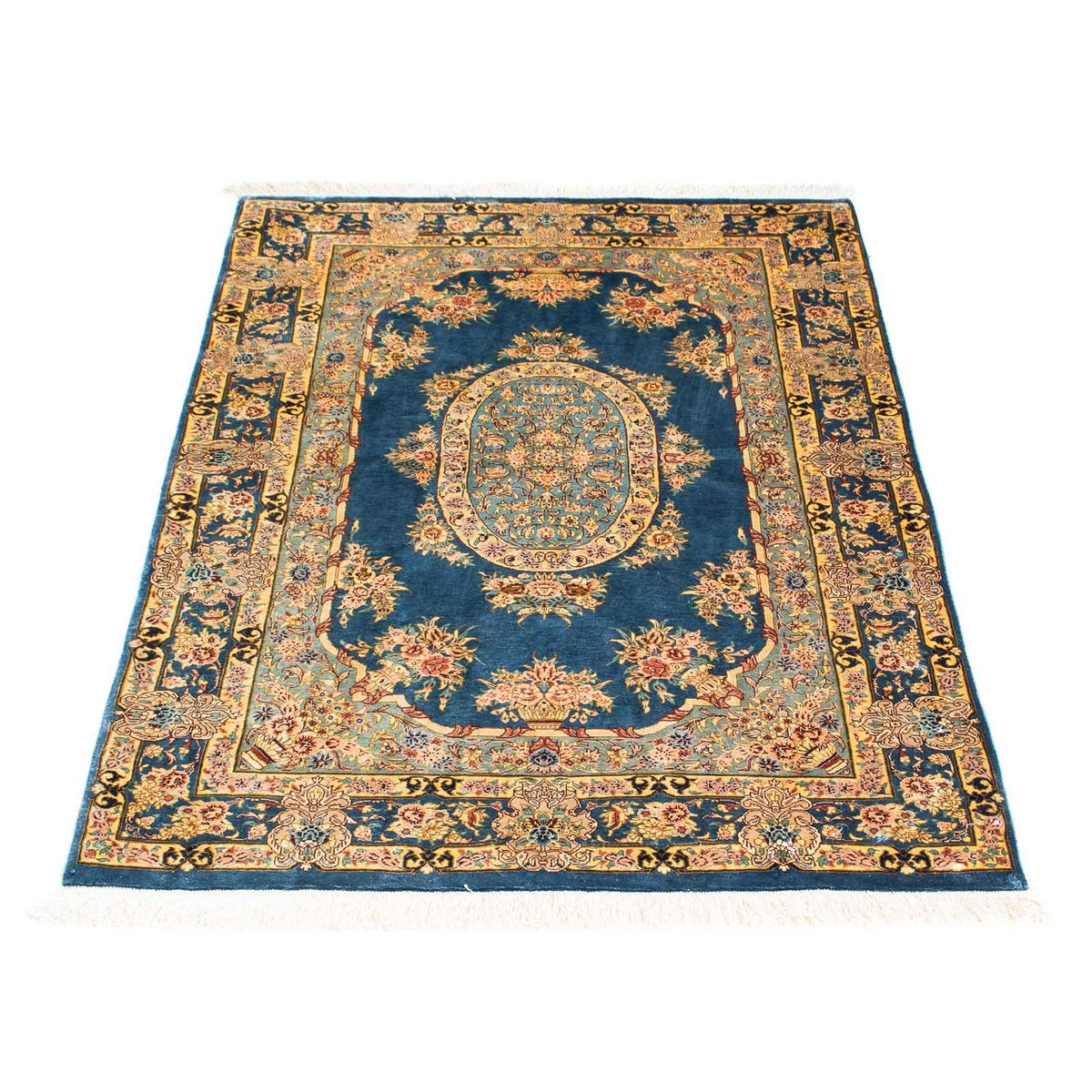 Tapis persan - Ghom - 121 x 80 cm - bleu foncé
