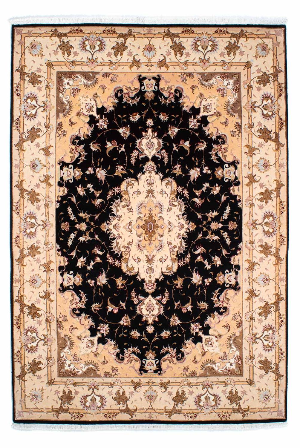Tapis persan - Tabriz - Royal - 242 x 163 cm - bleu foncé