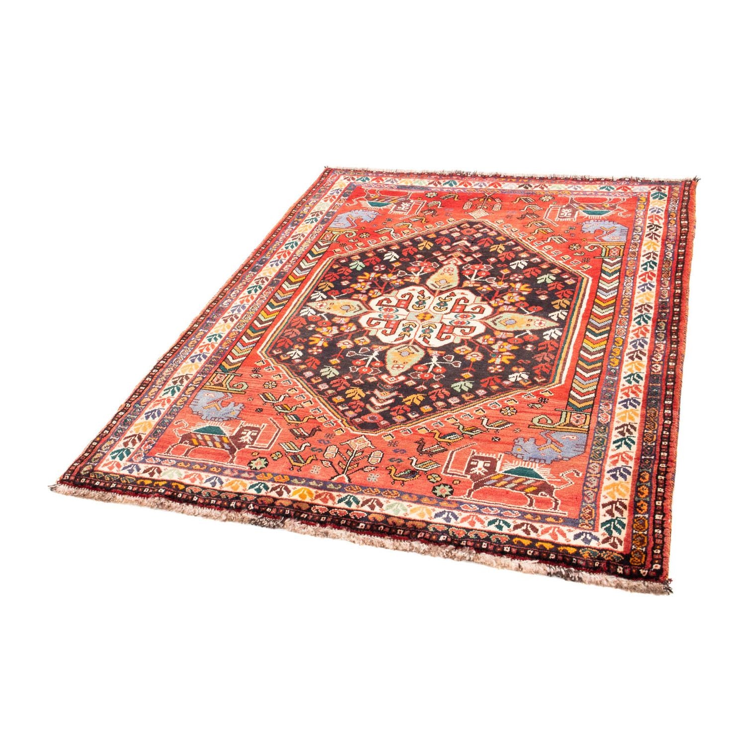Tapis persan - Nomadic - 153 x 120 cm - rouge