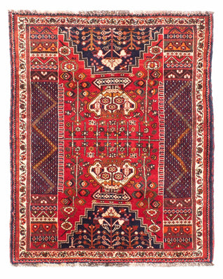 Tapis persan - Nomadic - 135 x 107 cm - rouge foncé