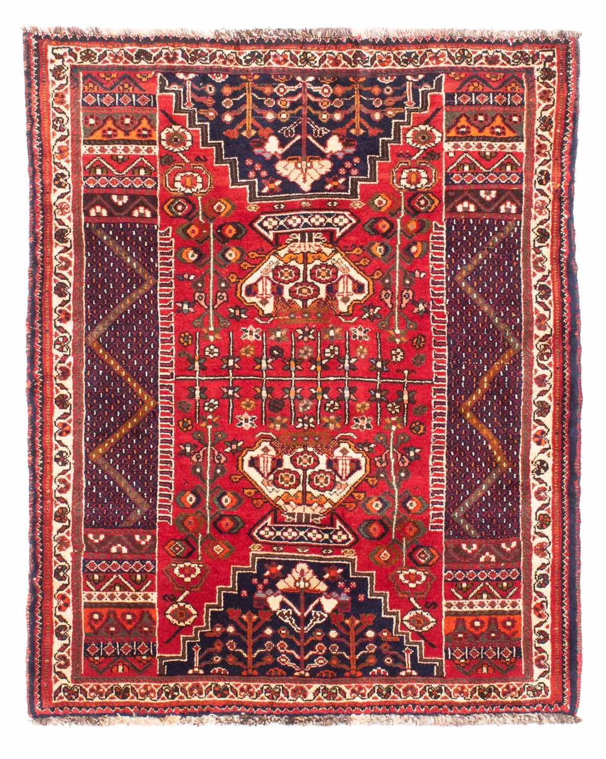 Tapis persan - Nomadic - 135 x 107 cm - rouge foncé