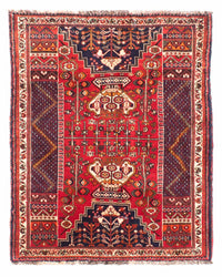 Tapis persan - Nomadic - 135 x 107 cm - rouge foncé