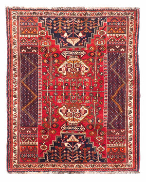 Tapis persan - Nomadic - 135 x 107 cm - rouge foncé
