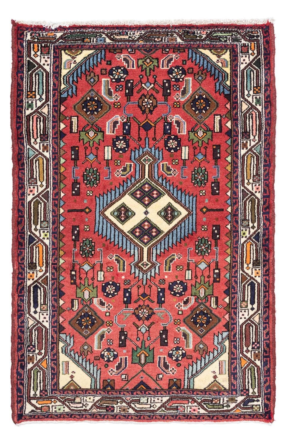 Tapis persan - Nomadic - 126 x 83 cm - rouge