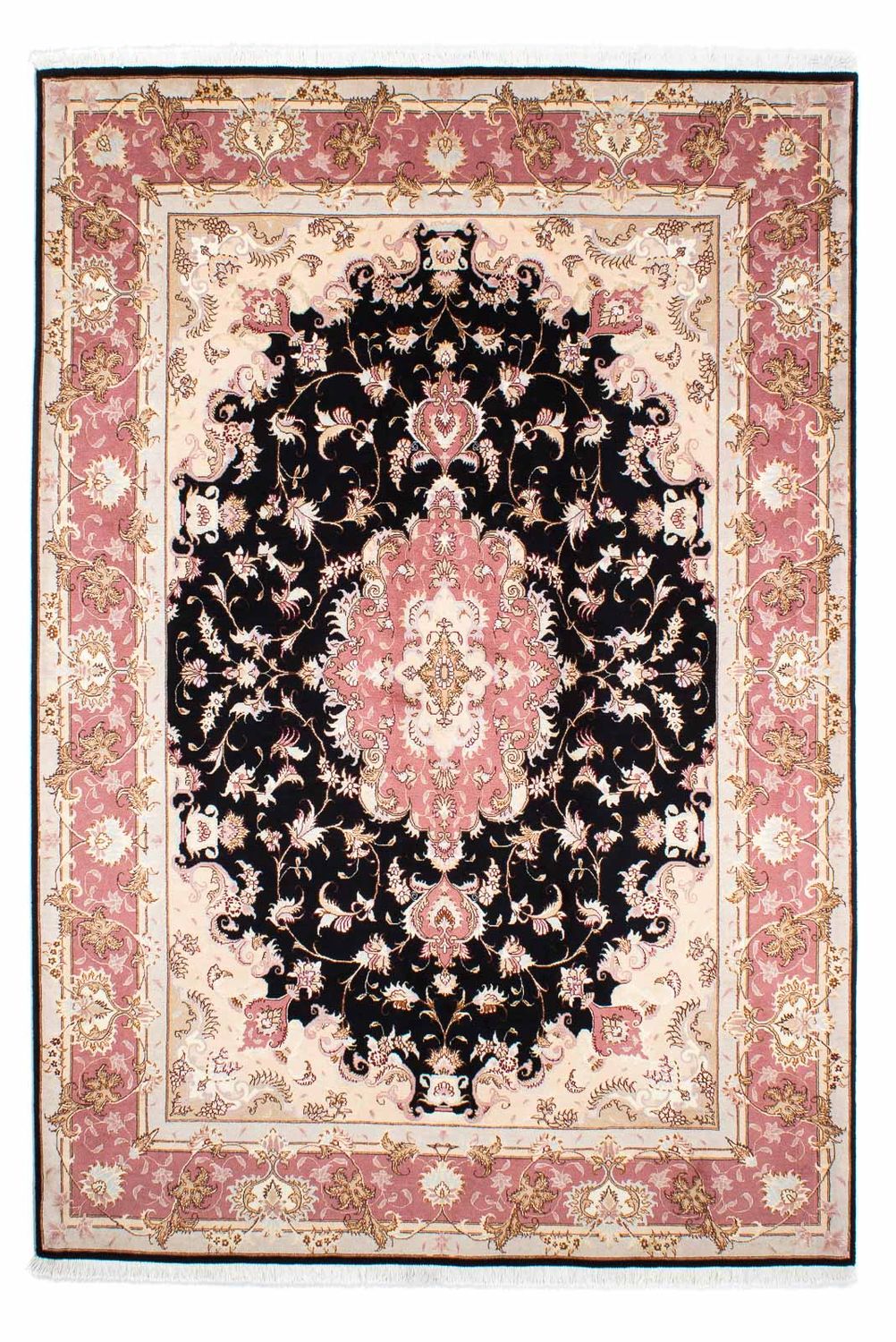 Tapis persan - Tabriz - Royal - 243 x 168 cm - bleu foncé
