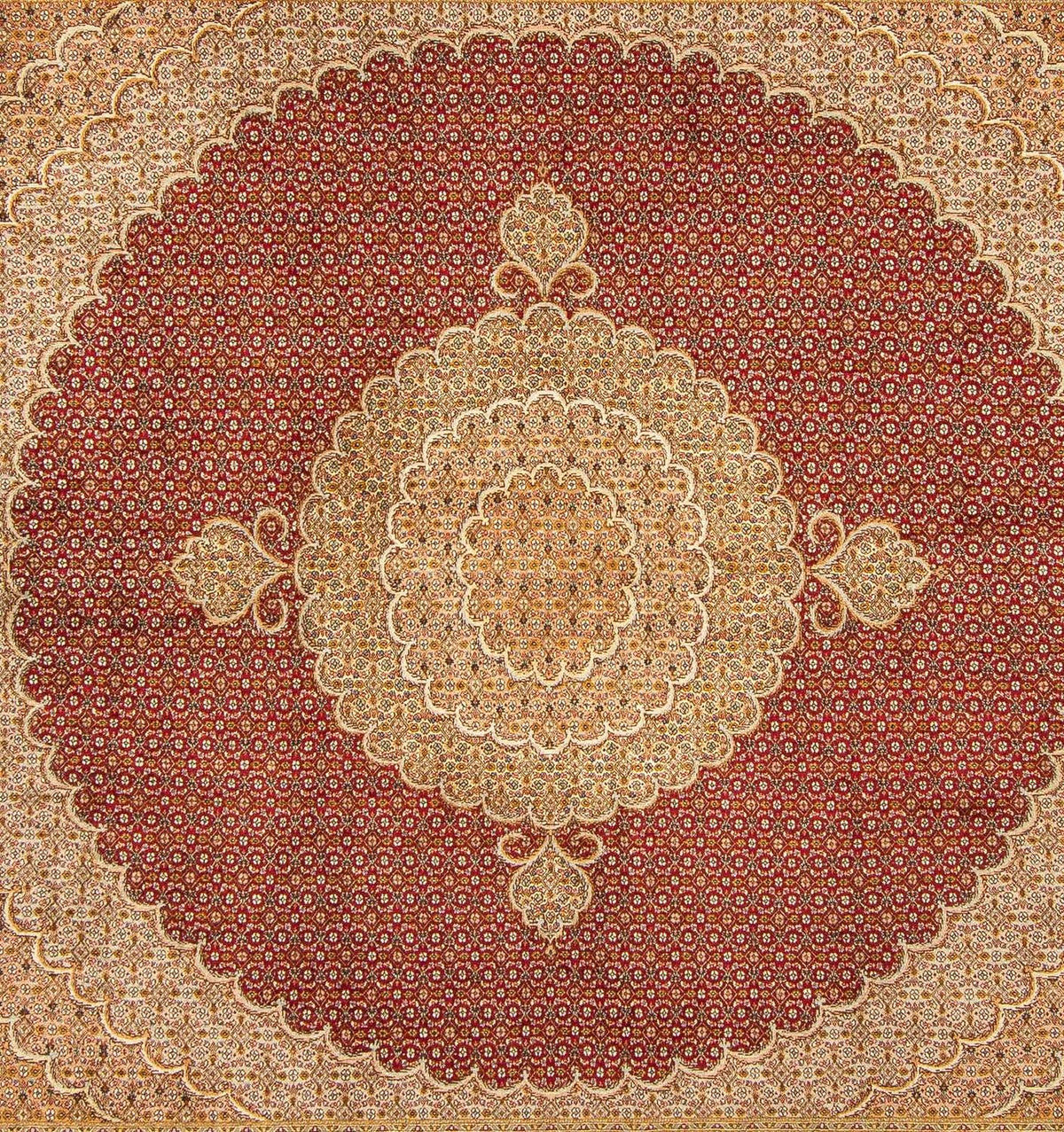 Tapis persan - Tabriz carré  - 251 x 247 cm - rouge foncé