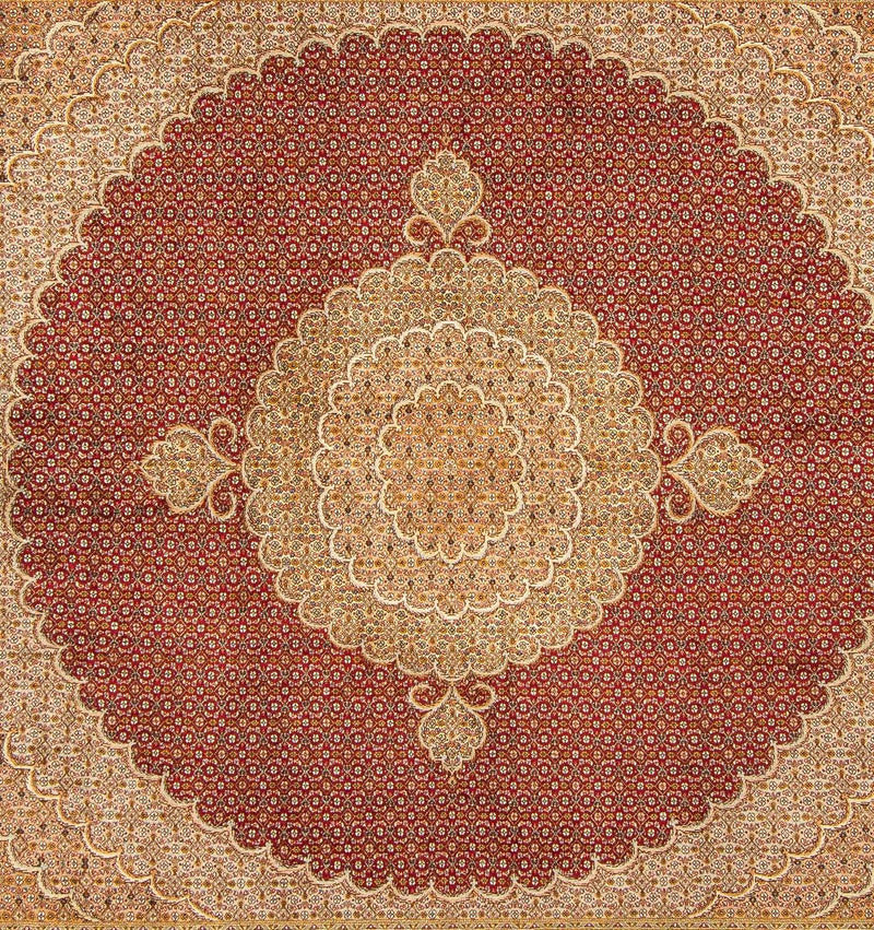 Tapis persan - Tabriz carré  - 251 x 247 cm - rouge foncé