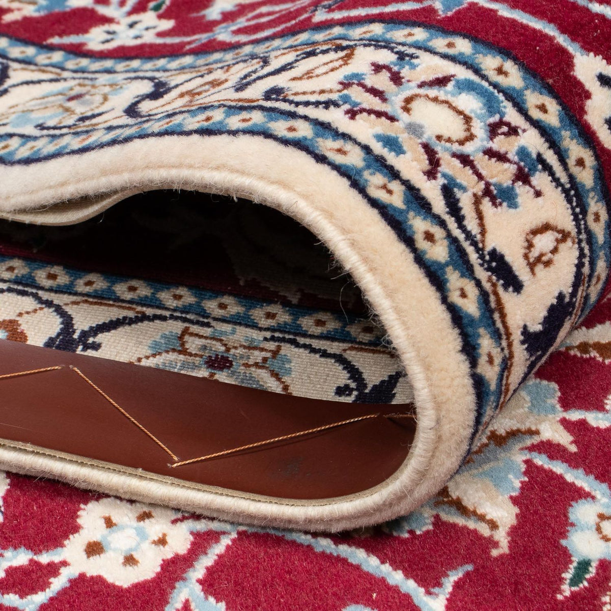 Tapis de couloir Tapis persan - Nain - Royal - 393 x 89 cm - rouge foncé