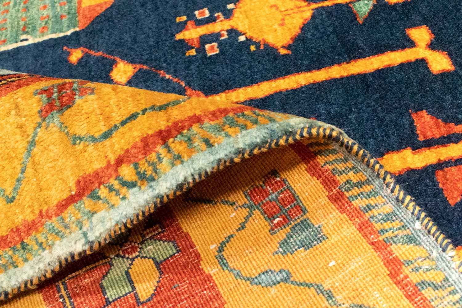 Tapis Gabbeh - Loribaft Persan - 210 x 168 cm - bleu foncé