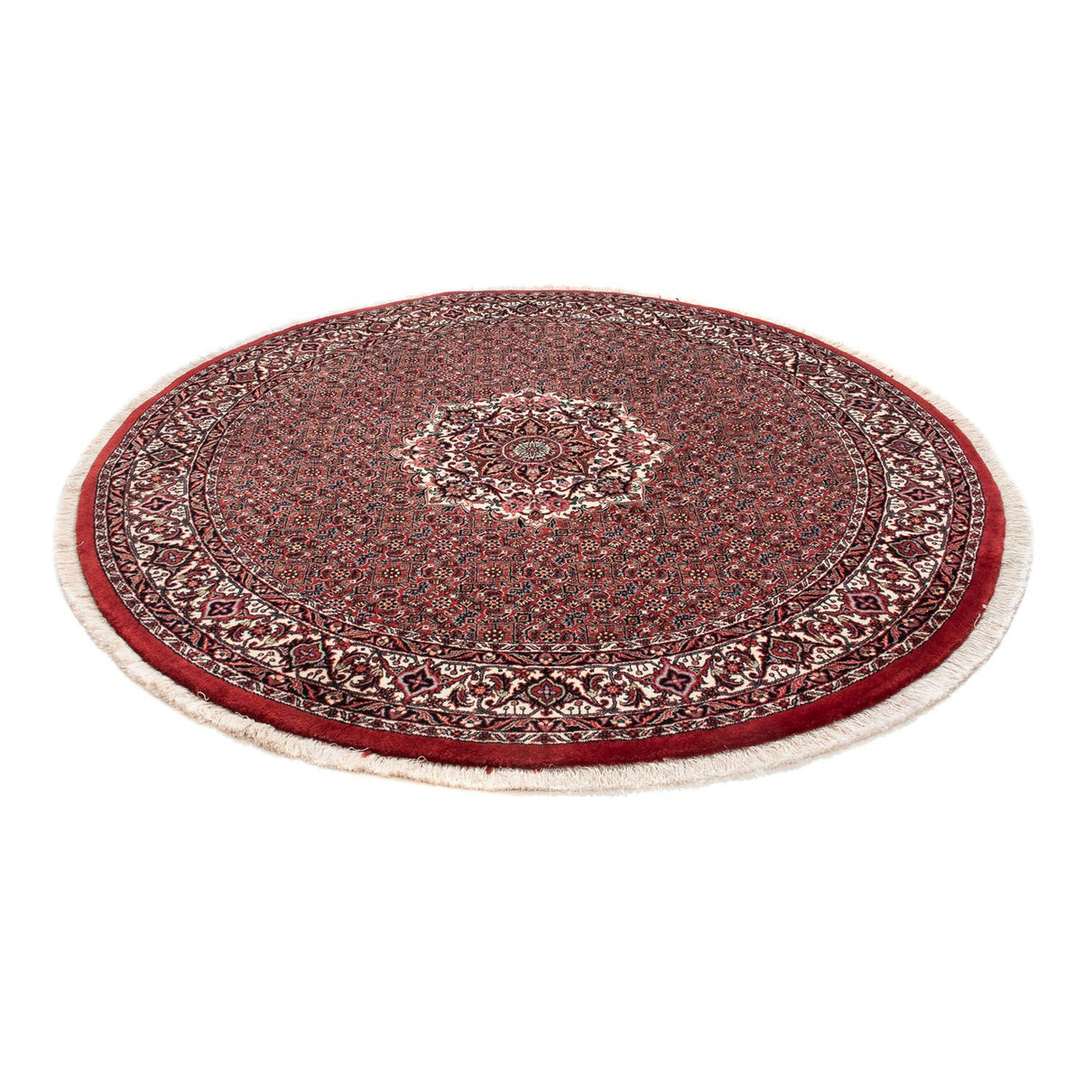 Tapis persan - Bidjar ronde  - 155 x 155 cm - rouge foncé