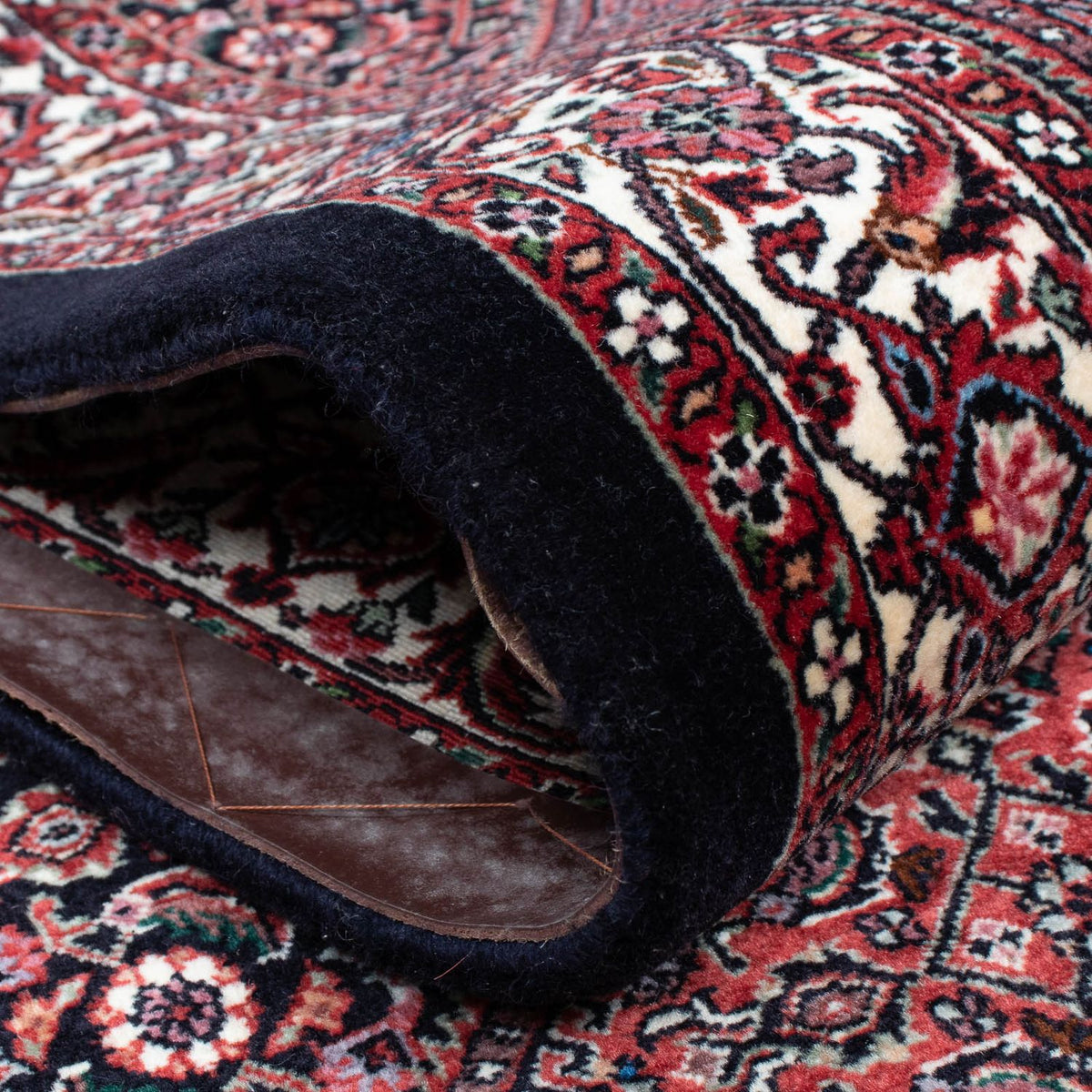 Tapis de couloir Tapis persan - Bidjar - 404 x 88 cm - rouge clair