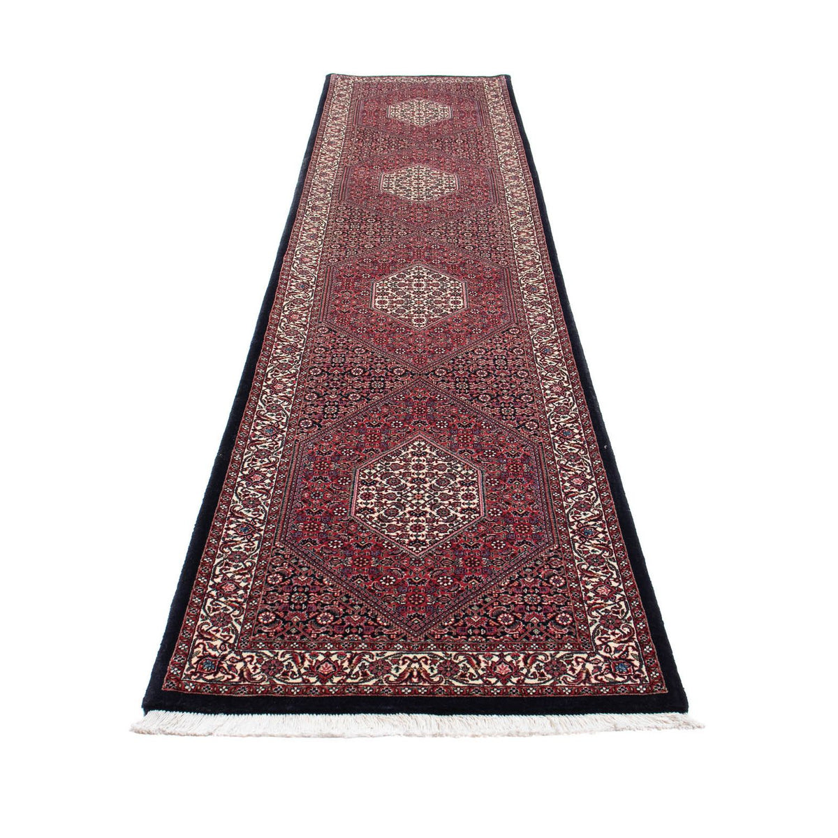 Tapis de couloir Tapis persan - Bidjar - 404 x 88 cm - rouge clair
