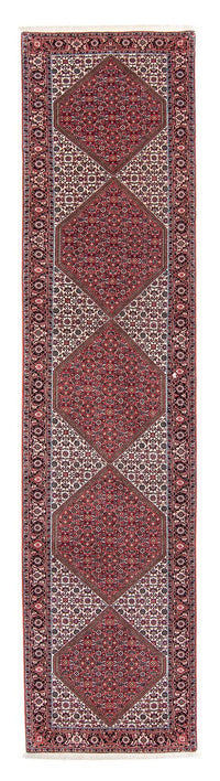 Tapis de couloir Tapis persan - Bidjar - 403 x 86 cm - rouge foncé