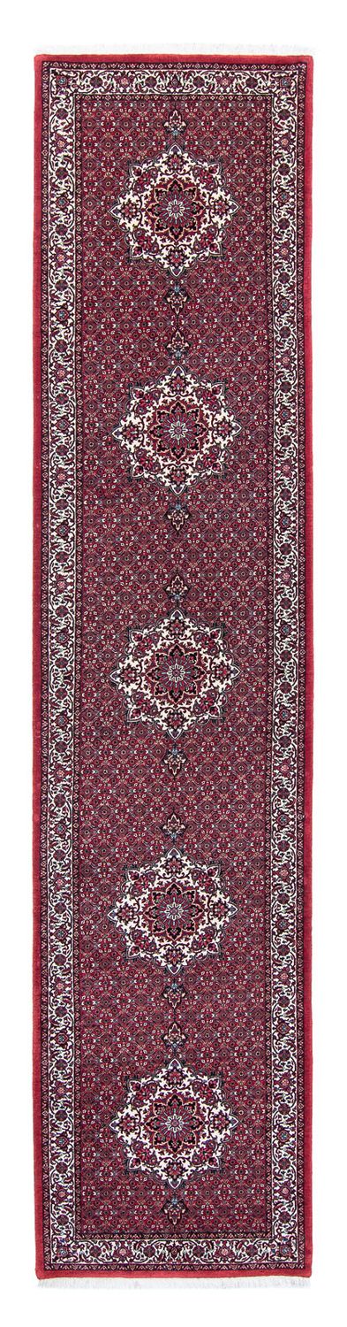 Tapis de couloir Tapis persan - Bidjar - 398 x 83 cm - rouge foncé