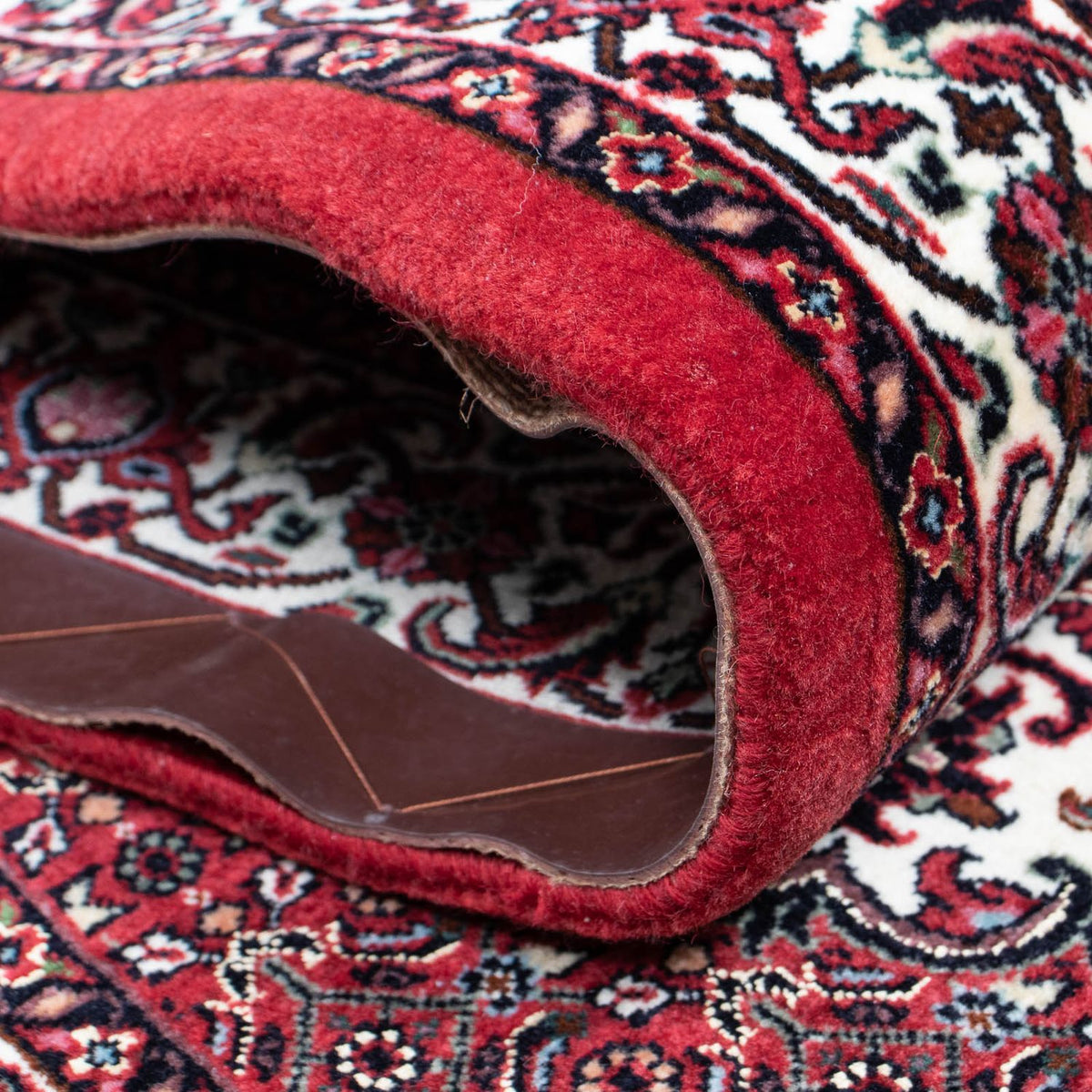 Tapis de couloir Tapis persan - Bidjar - 398 x 83 cm - rouge foncé