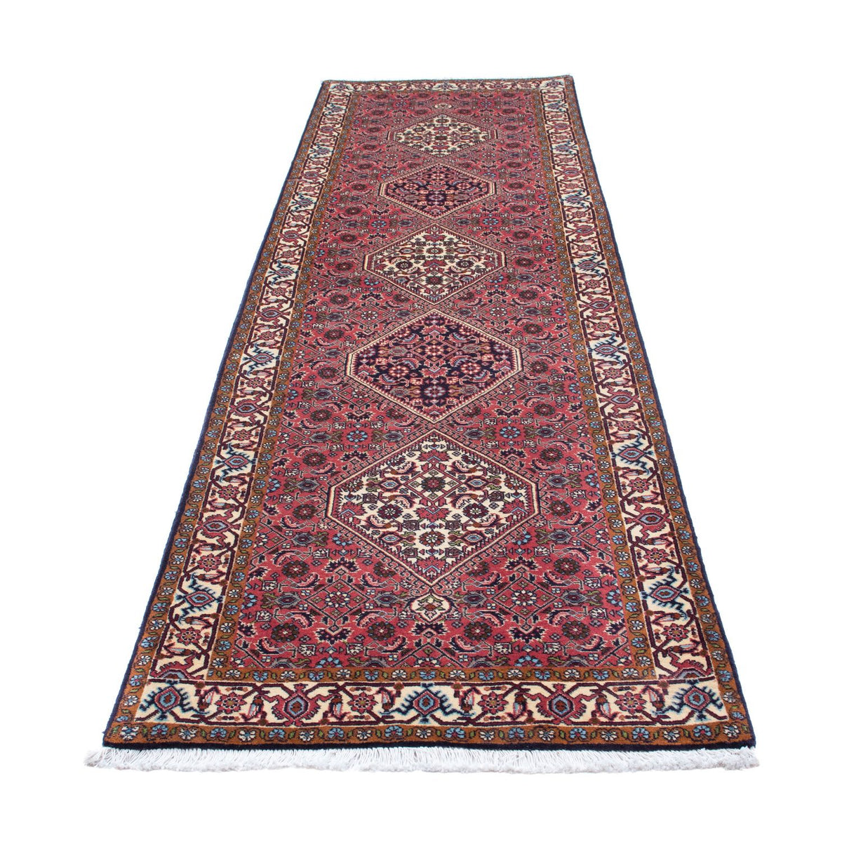 Tapis de couloir Tapis persan - Bidjar - 308 x 81 cm - rouge clair