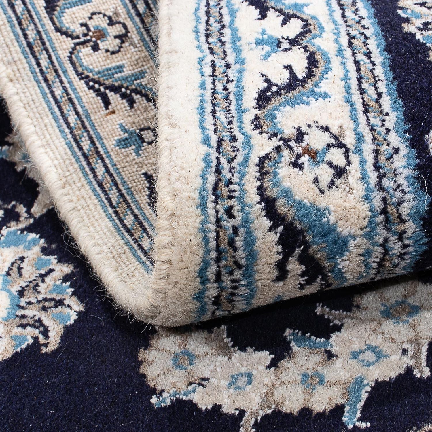 Tapis persan - Nain - 150 x 86 cm - bleu foncé