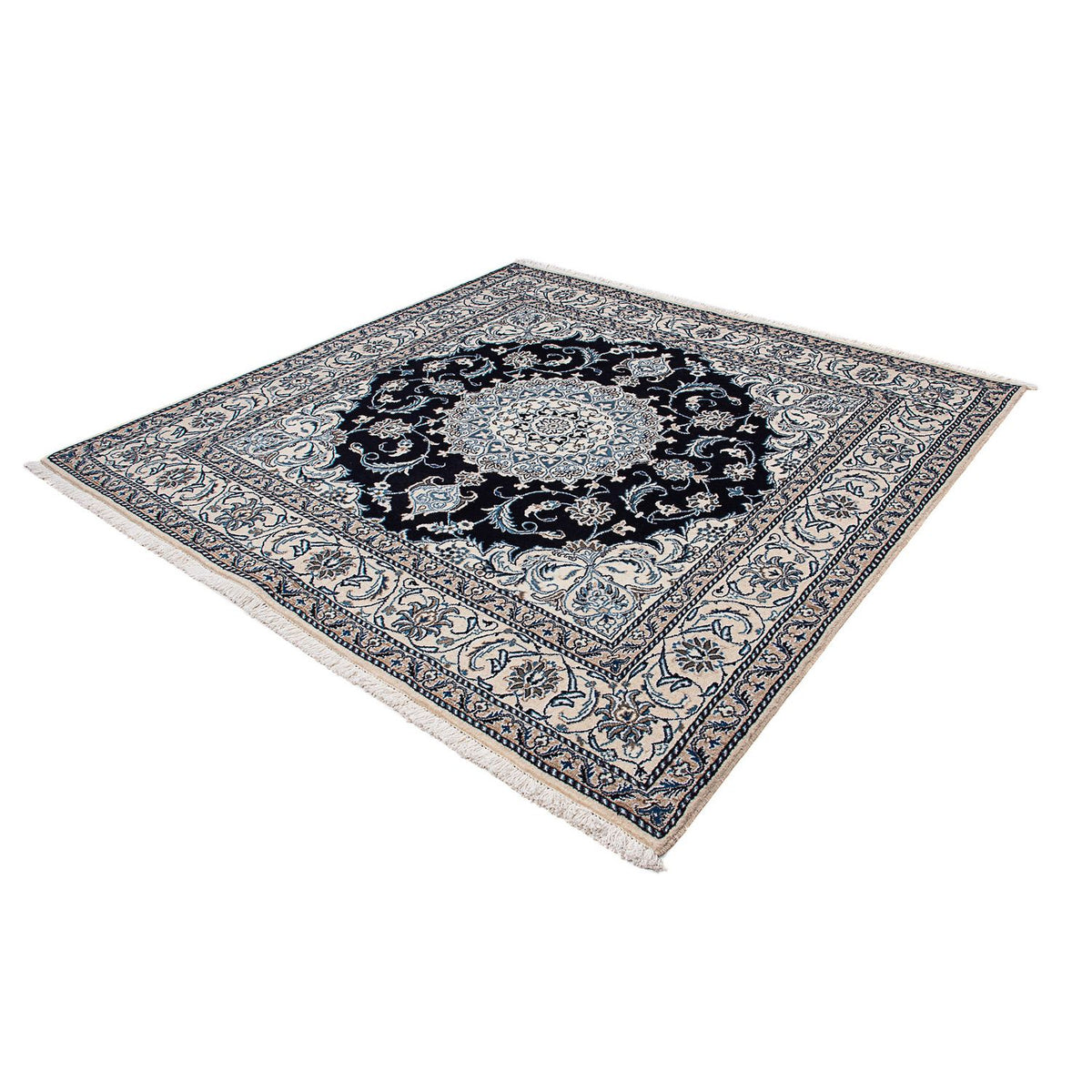 Tapis persan - Nain carré  - 198 x 196 cm - bleu foncé