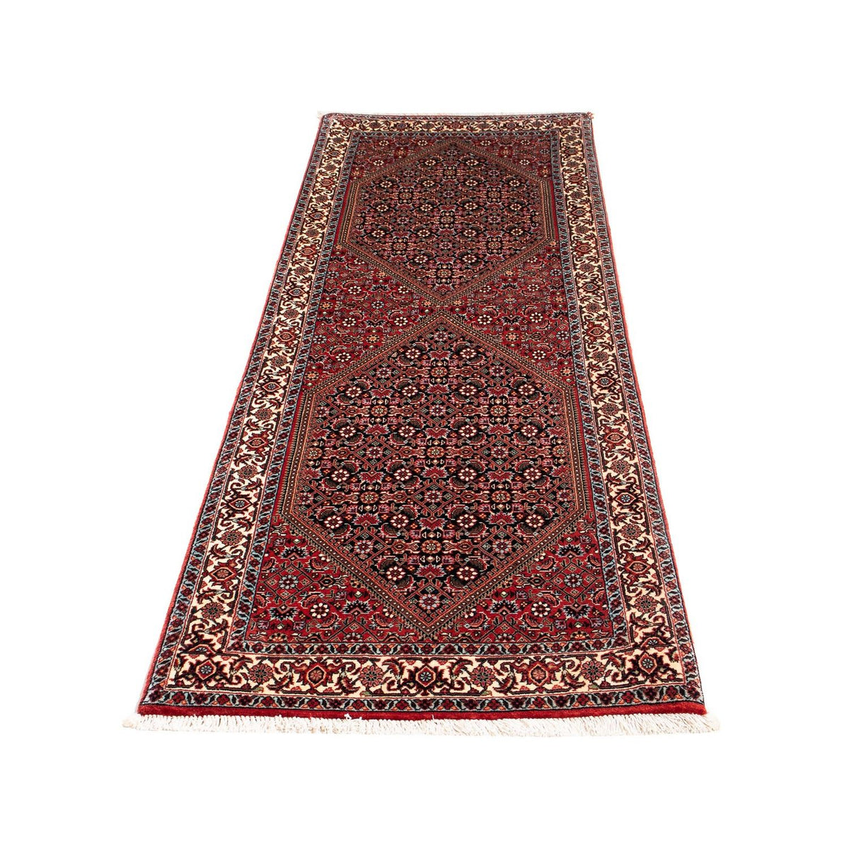 Tapis de couloir Tapis persan - Bidjar - 211 x 71 cm - rouge foncé