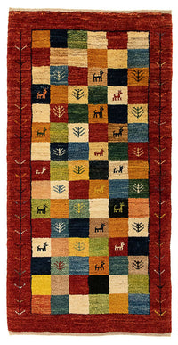 Tapis Gabbeh - Persan - 136 x 72 cm - rouge foncé