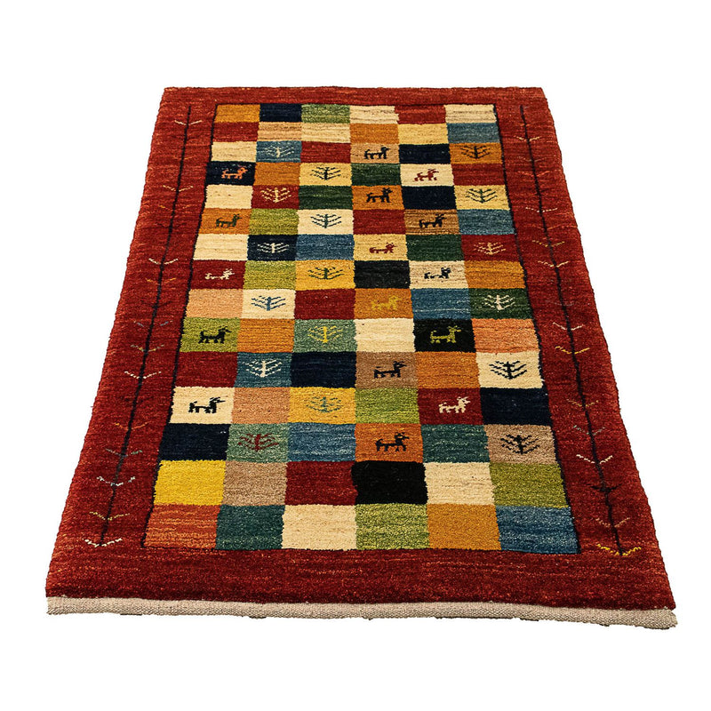 Tapis Gabbeh - Persan - 136 x 72 cm - rouge foncé