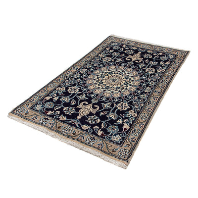 Tapis persan - Nain - 134 x 88 cm - bleu foncé