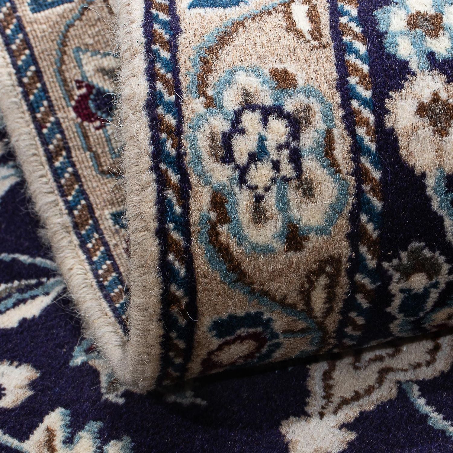 Tapis persan - Nain - 134 x 88 cm - bleu foncé