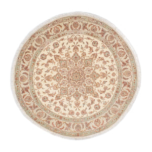 Tapis persan - Tabriz - Royal ronde  - 146 x 146 cm - beige
