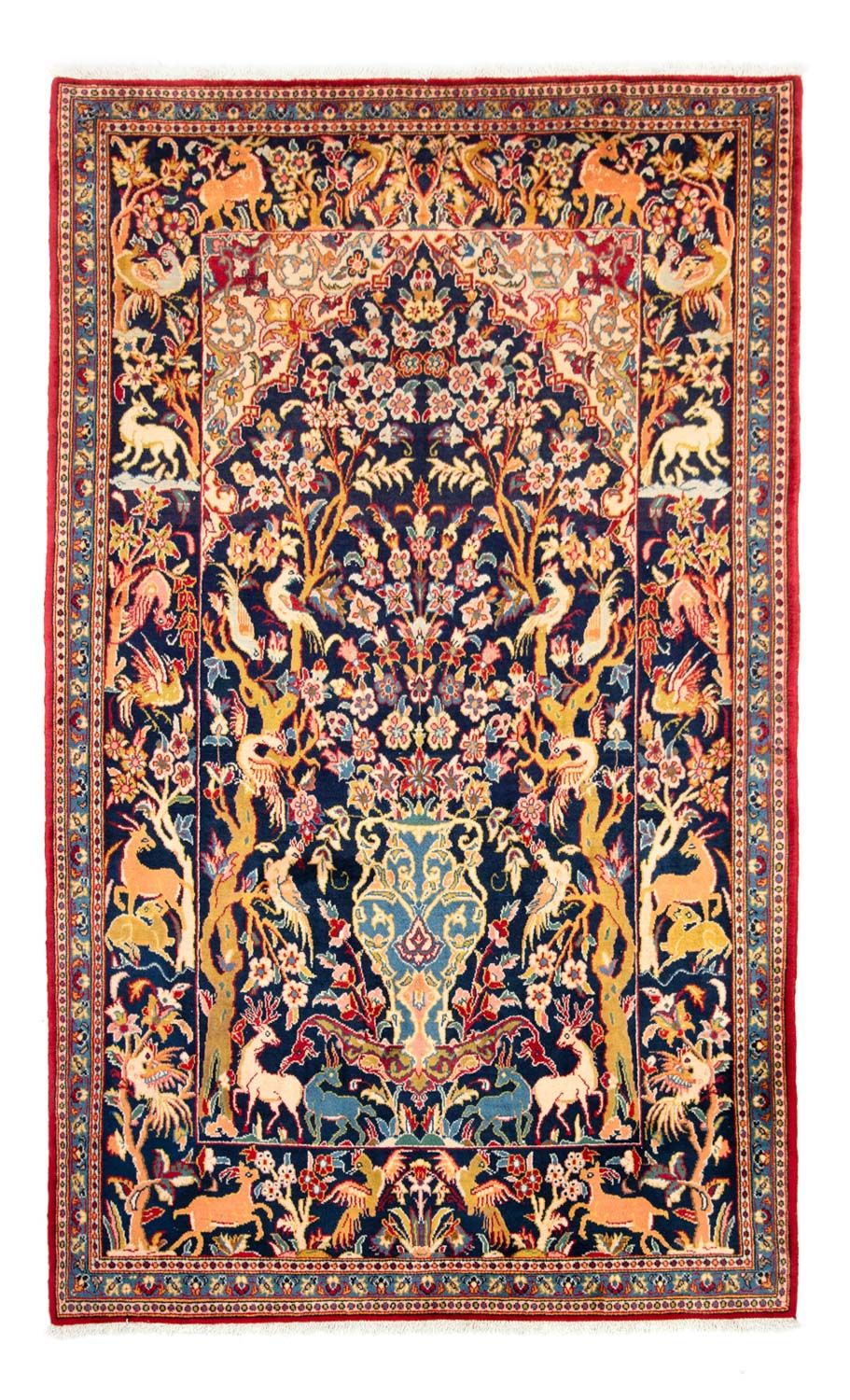 Tapis persan - Ghom - 217 x 134 cm - bleu foncé