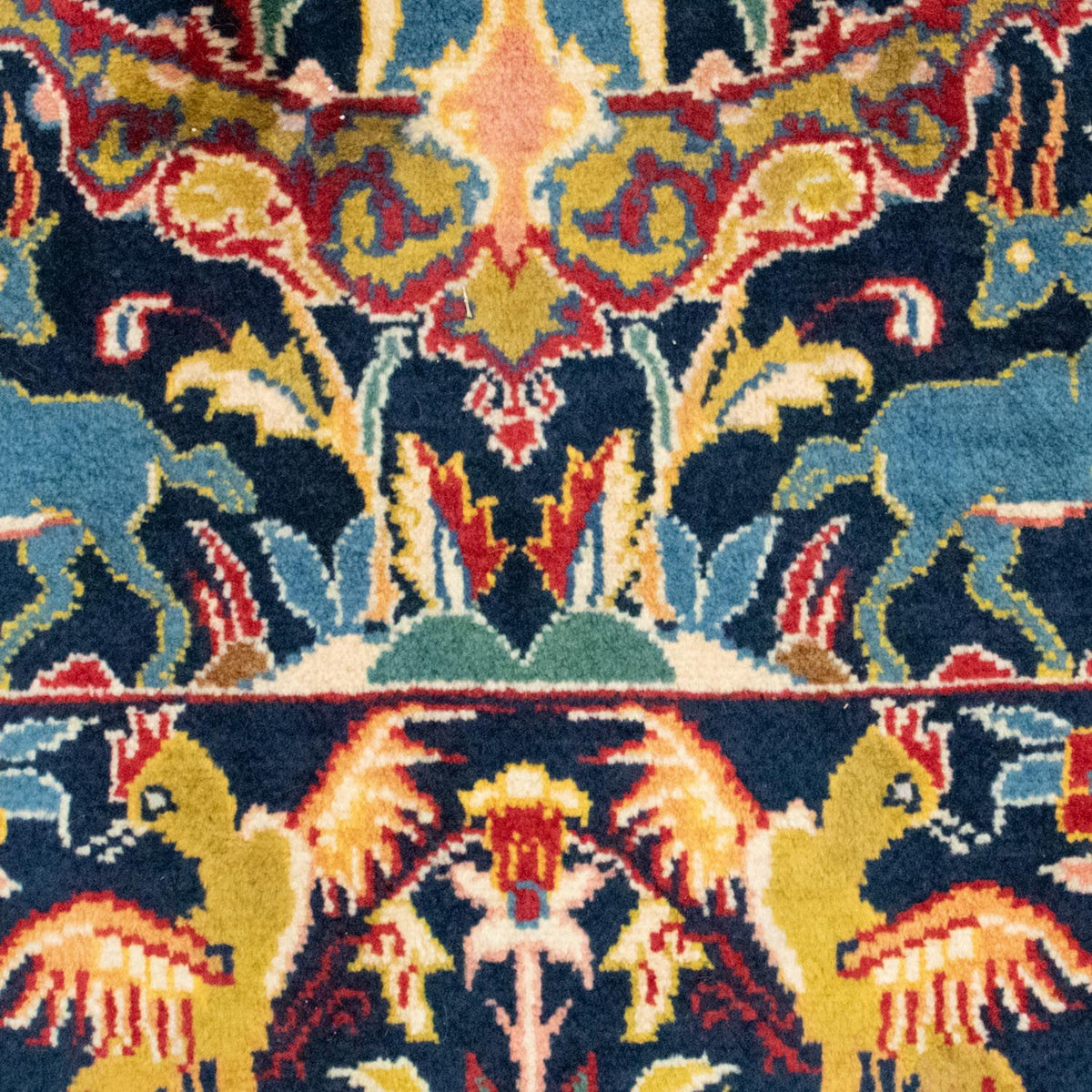 Tapis persan - Ghom - 217 x 134 cm - bleu foncé