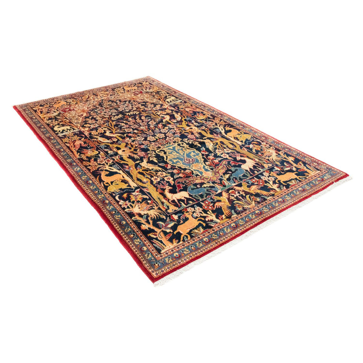 Tapis persan - Ghom - 217 x 134 cm - bleu foncé