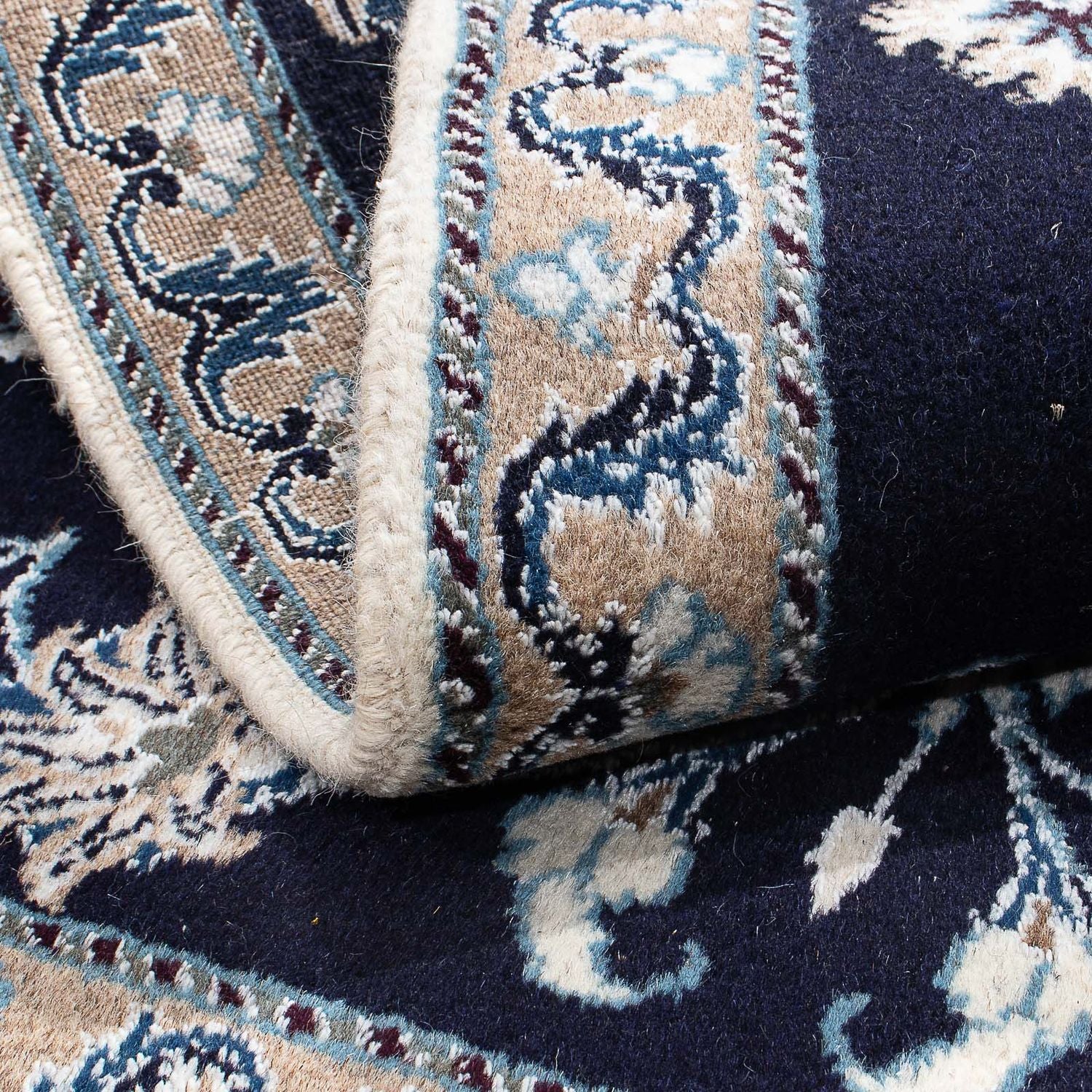 Tapis persan - Nain - 144 x 97 cm - bleu foncé