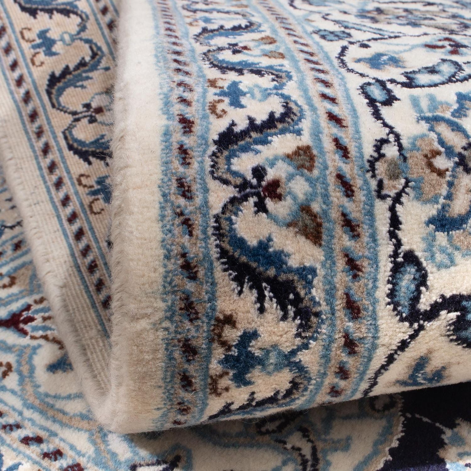 Tapis persan - Nain carré  - 200 x 196 cm - bleu foncé