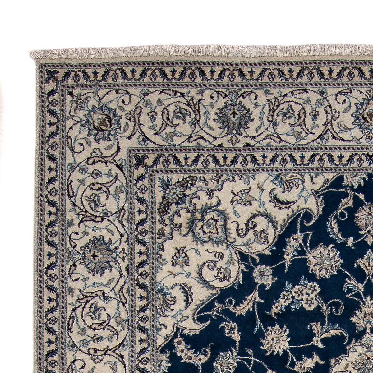 Tapis persan - Nain - 345 x 244 cm - bleu foncé