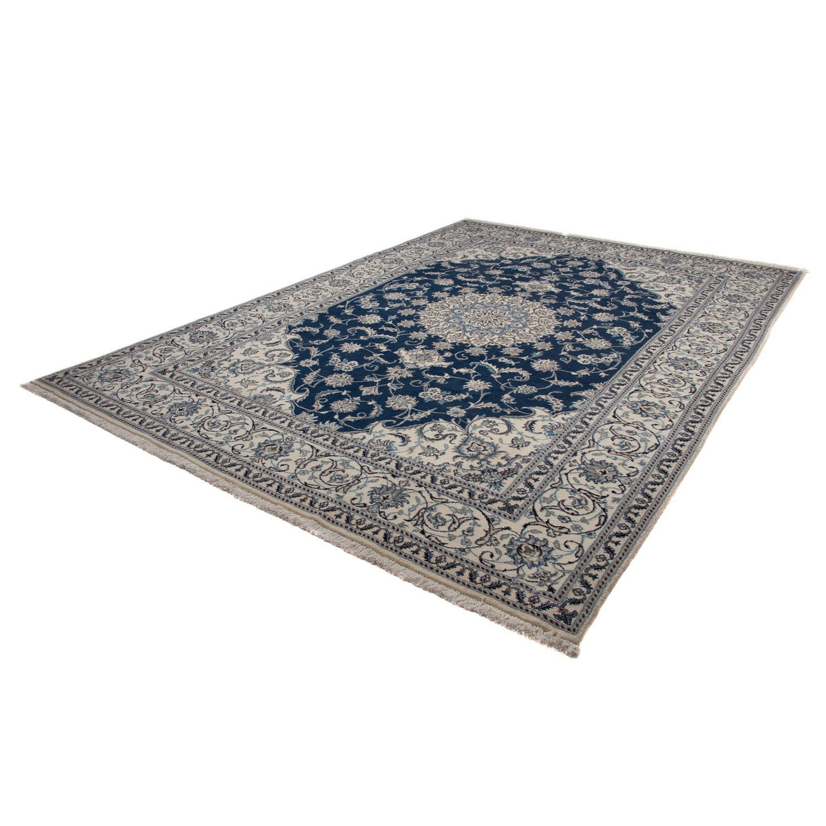 Tapis persan - Nain - 345 x 244 cm - bleu foncé