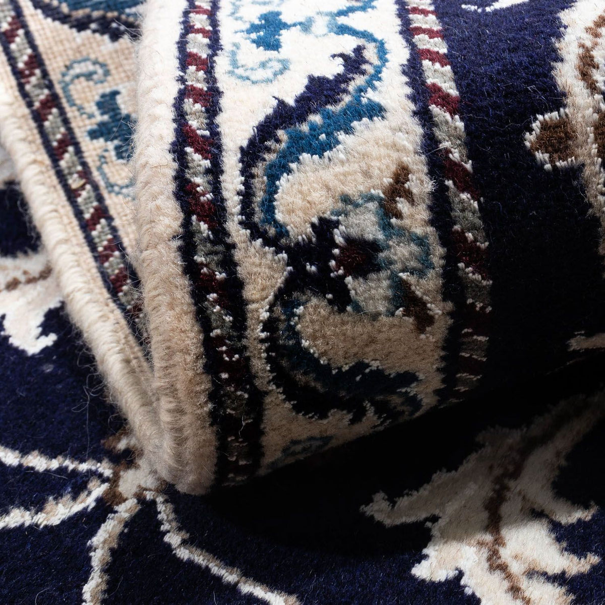 Tapis persan - Nain - 136 x 68 cm - bleu foncé