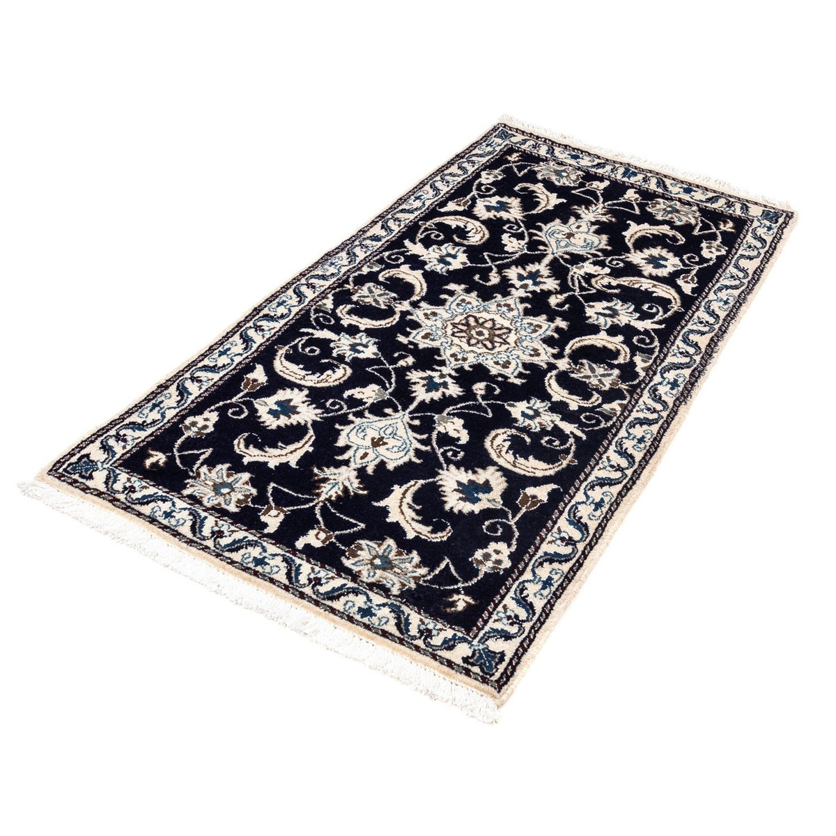 Tapis persan - Nain - 136 x 68 cm - bleu foncé