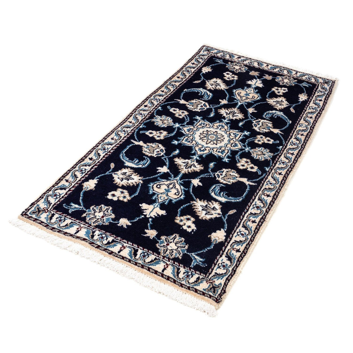 Tapis persan - Nain - 141 x 67 cm - bleu foncé