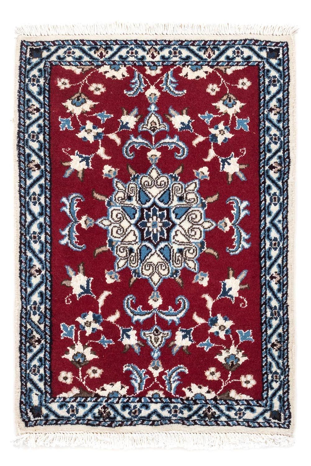 Tapis persan - Nain - 90 x 60 cm - rouge foncé