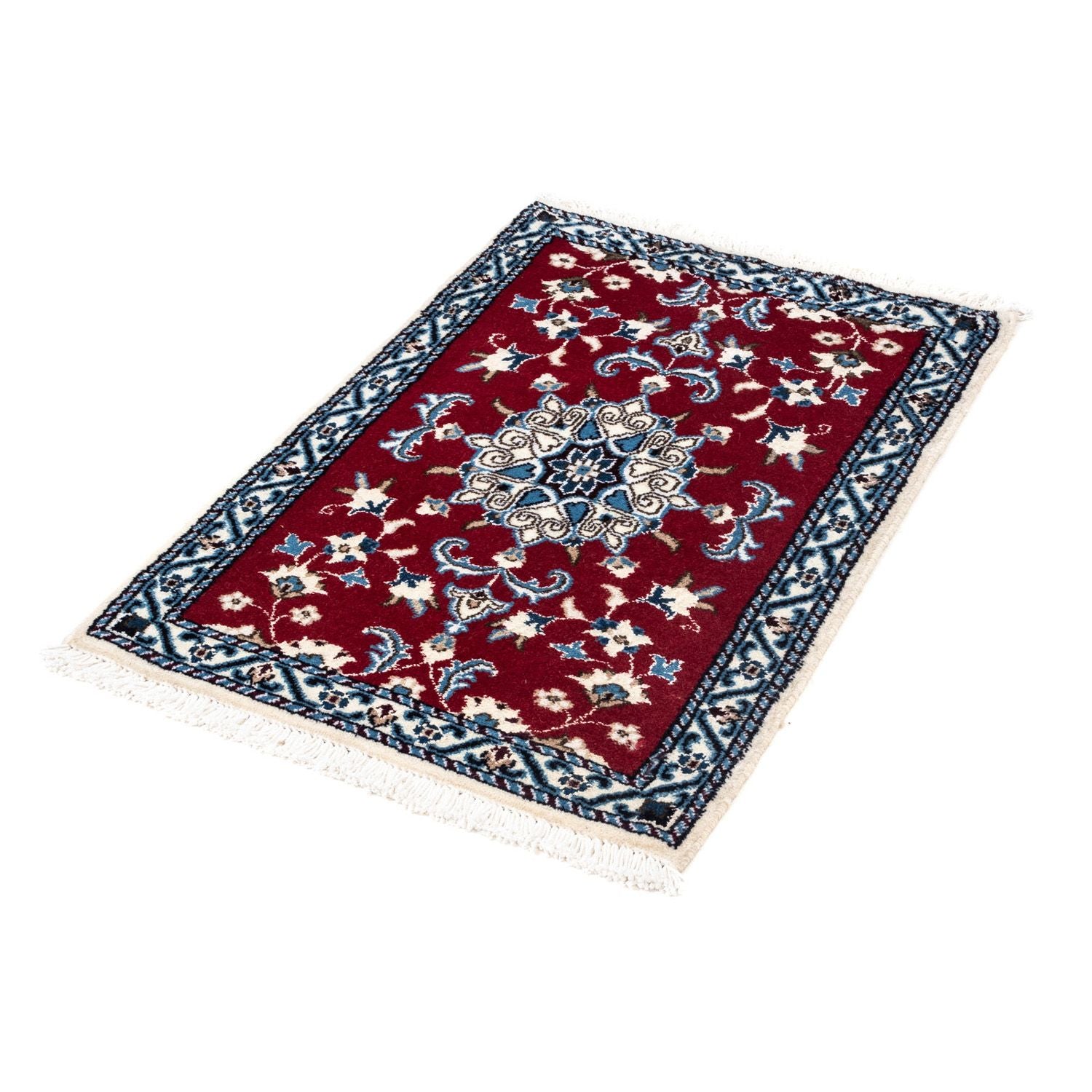 Tapis persan - Nain - 90 x 60 cm - rouge foncé