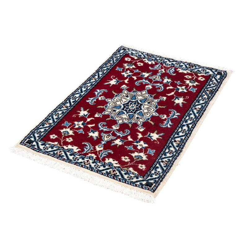 Tapis persan - Nain - 90 x 60 cm - rouge foncé