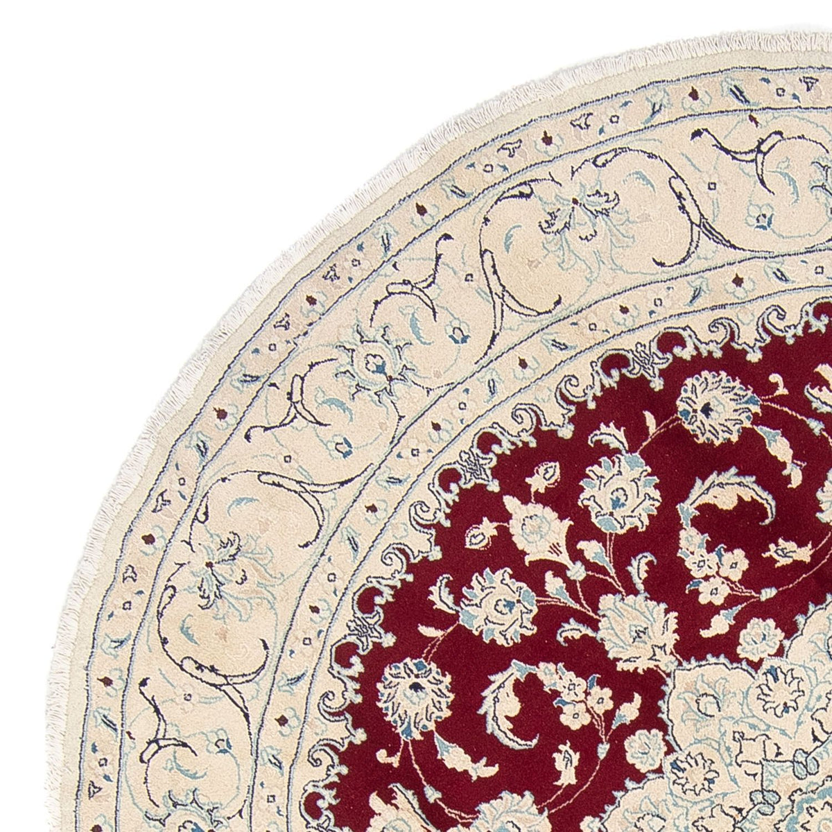 Tapis persan - Nain ronde  - 245 x 245 cm - rouge foncé