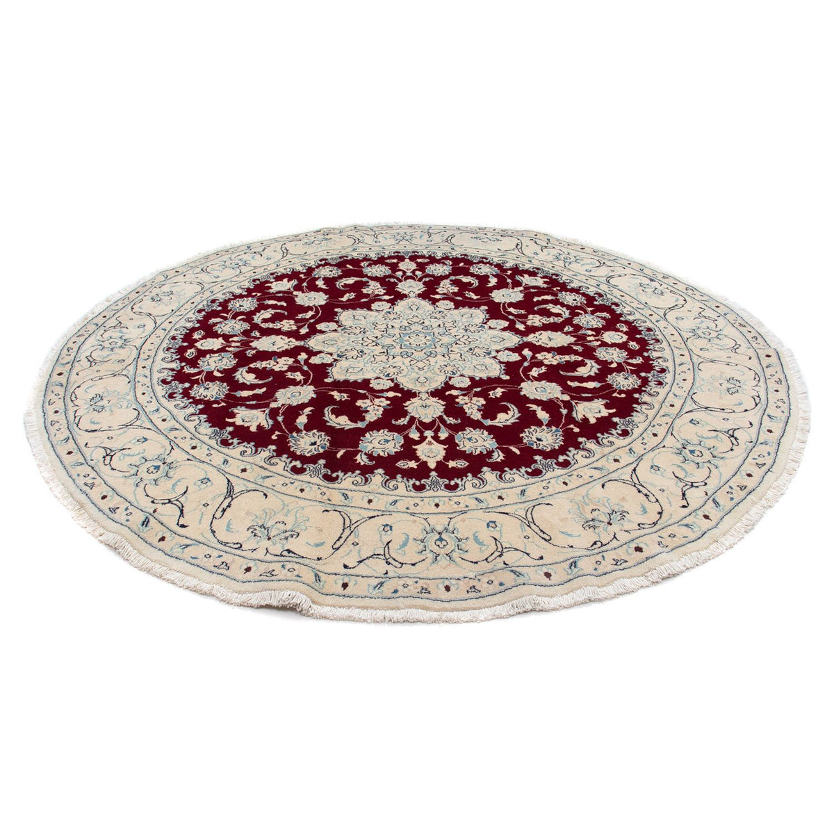 Tapis persan - Nain ronde  - 245 x 245 cm - rouge foncé