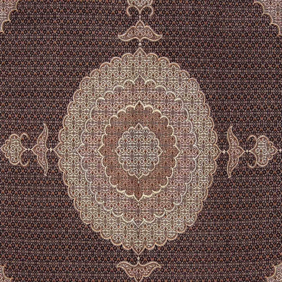 Tapis persan - Tabriz carré  - 315 x 298 cm - marron foncé
