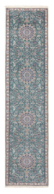 Tapis de couloir Tapis persan - Nain - Royal - 394 x 88 cm - bleu clair