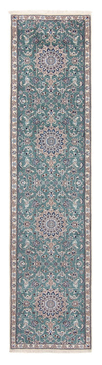 Tapis de couloir Tapis persan - Nain - Royal - 394 x 88 cm - bleu clair